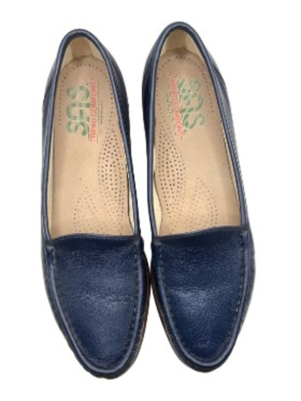 SAS Tripad Comfort Navy Blue Leather Loafers Size 8.5 Made in USA